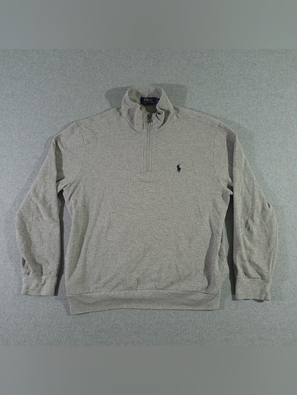 Polo Ralph Lauren 1/4 Zip Pullover Men's Large Gray Pony Sweater Pockets Cotton